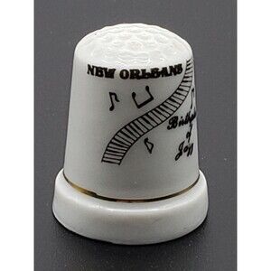Vintage New Orleans Birthplace of Jazz Thimble Souvenir White Porcelain Music